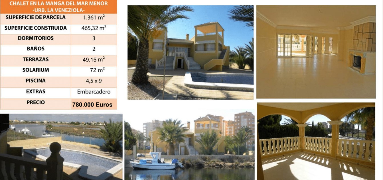 VILLA DE LUJO CON AMARRE PARA BARCO EN LA MANGA DEL MAR MENOR